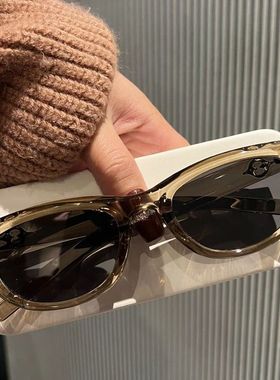 2025新款韩版橄榄绿猫眼墨镜女适合小脸凹造型遮阳ins街拍太阳镜