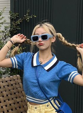 多巴胺秋冬墨镜糖果色网红出游太阳眼镜沙滩ins时尚粗腿大方框