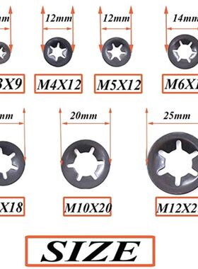 260PCS/Set Metal Starlock Push-on Locking Washer Fastener St