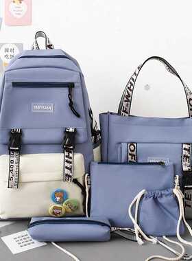 5 Pcs Set Harajuku Women Laptop Backpack School Bags For Te