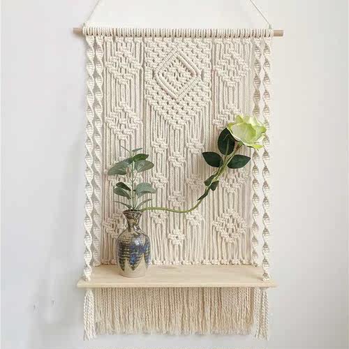 Nordic Style Hand-Woven Tapestry Shelf Bedroom Living Room - 图2