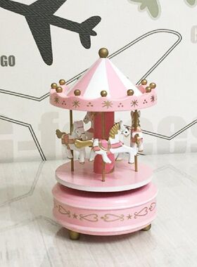 Wooden Merry-Go-Round Carousel Music Box for Kids Toys