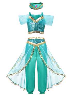 Jasmine Dress UP Aladdin Princess Girl Fancy Costume for Kid