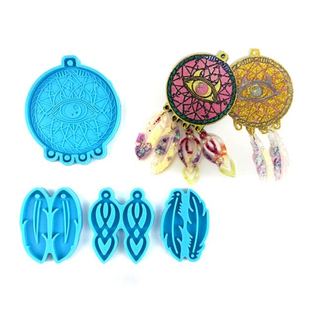 Resin Mold Silicone Mold Dream Catcher Keychain Pendant Feat - 图0