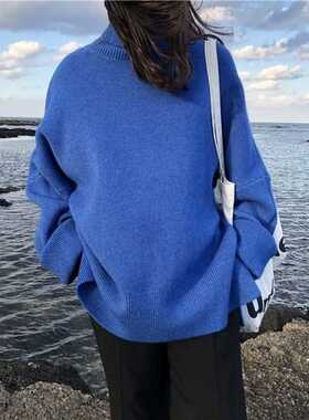 2021 Turtleneck Collar Sweater Women Spring Autumn Solid Kni