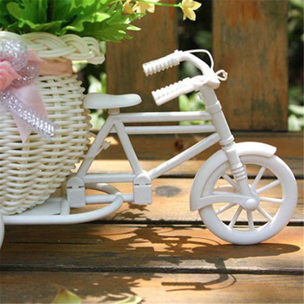 Bicycle shape Flower Basket Garden Decor Plastic White Tricy - 图2