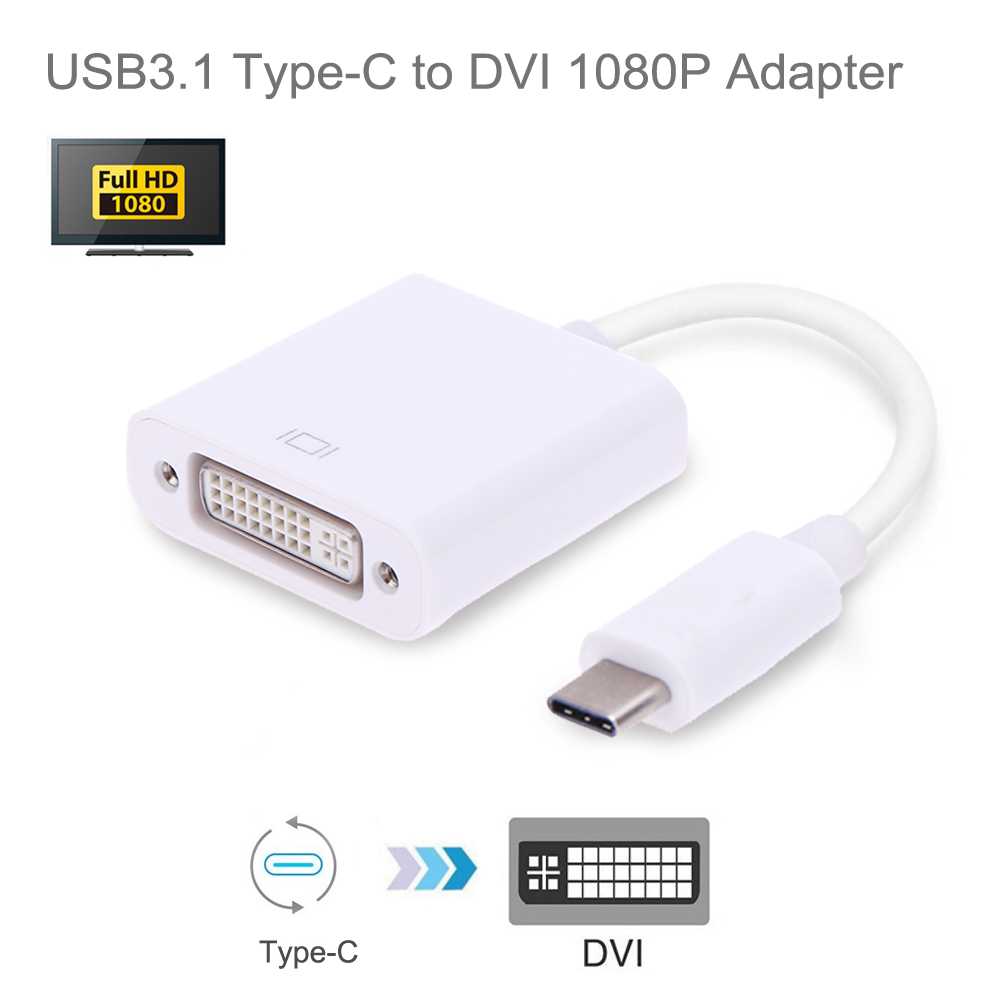 Type C US C male to DVI female adapter supports 1080P US 3 - 图0