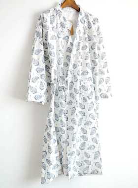 Japanese-Style Kimono Nightgown Men'S Bathrobe 100% Cotton A
