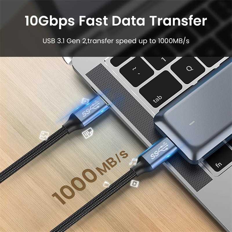 USB 3.1 Gen2 Type C Cable Thunderbolt 3 10Gbps USB-C Data Sy - 图2