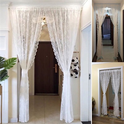 Lace Hollow Tulle Sheer Door Curtain Partition Curtain - 图0