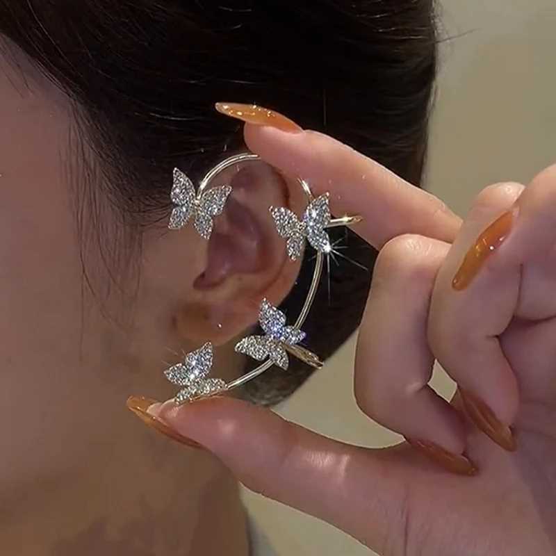 Shining Zircon Butterfly Ear Cuff Earrings for Women Girls F - 图2