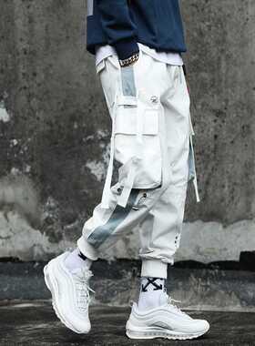 Prowow Streetwear Men's Multi Pockets Cargo Harem Pants Hip