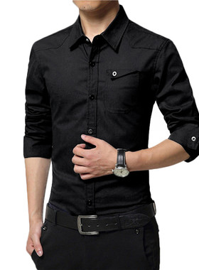 Outdoor Hiking Shirts Men Shirts Solid Cotton Blend Men's H
