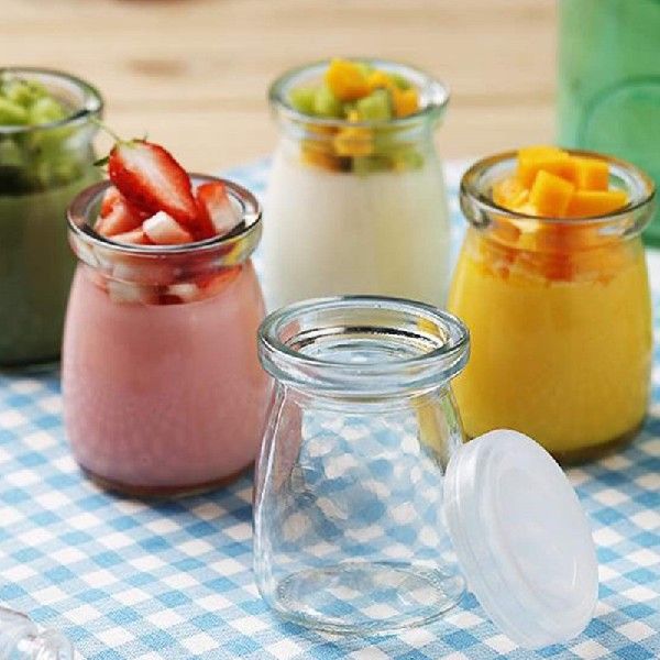 8 Pieces Mini Yogurt Jars Glass Pudding Cups with PE Lids - 图2