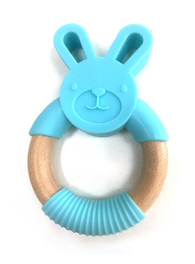 Animal Silicone Teether Wooden Ring 1Pcs BPA Free Nursing Ac