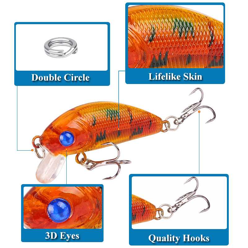 Minnow Lure Bait Bionic Bait 5cm/4.2g 8 Color ABS Freshwater-图2