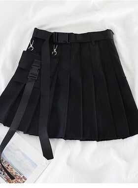 Womens Streetwear Tooling Half-length Pleated Skirt Safari B