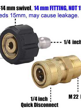 Pressure Washer Adapter Set M22 To 1/4 Inch Quick Connect
