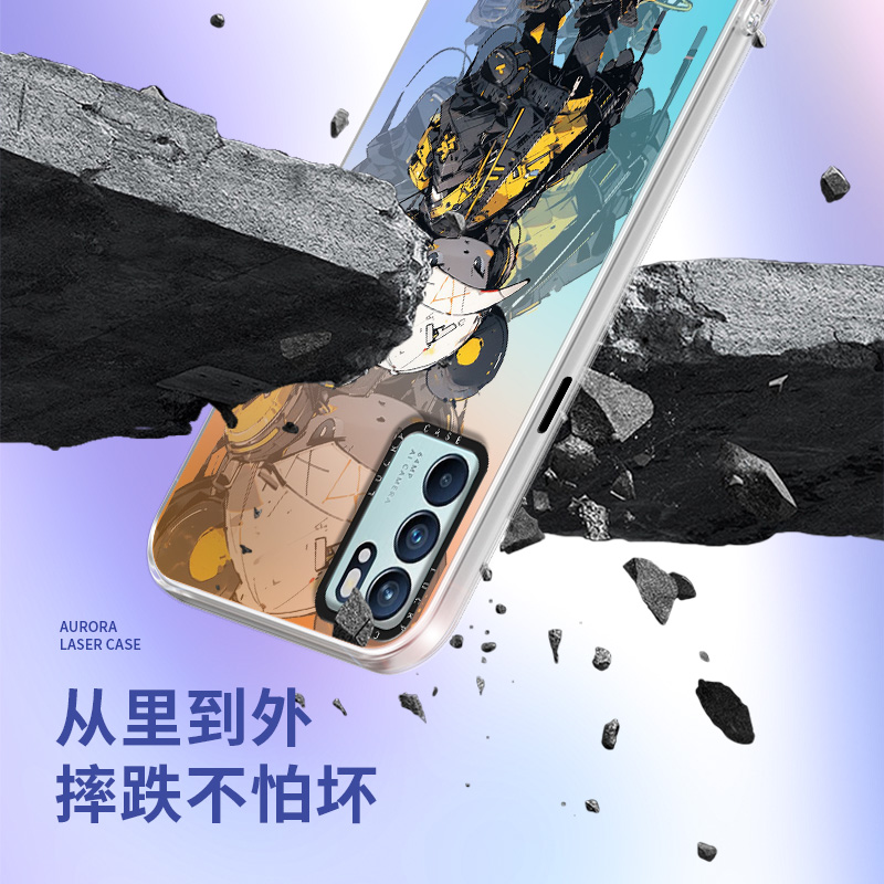 opporeno6手机壳新款reno5适用6pro高级感多彩熊镭射壳reno7外壳Pro创意女款个性保护套高端防摔硅胶潮牌男款 - 图3