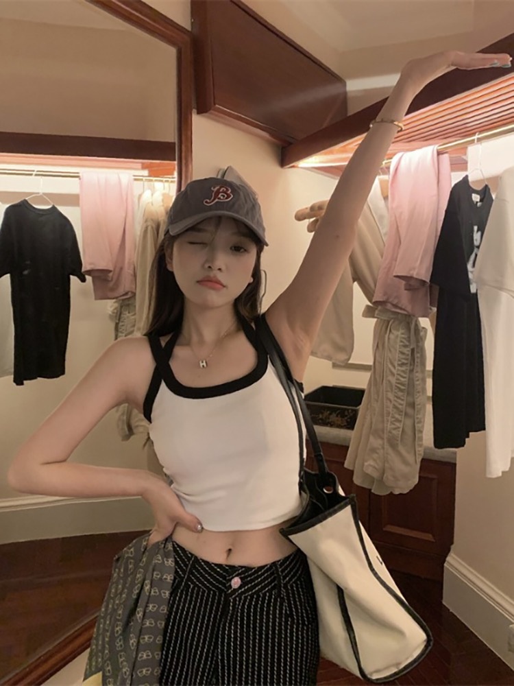 2023潮流吊带背心女夏外穿新款韩版内搭修身无袖上衣早秋露脐_ClothingStore潮流优选_女装_女士精品-第2张图片-提都小院