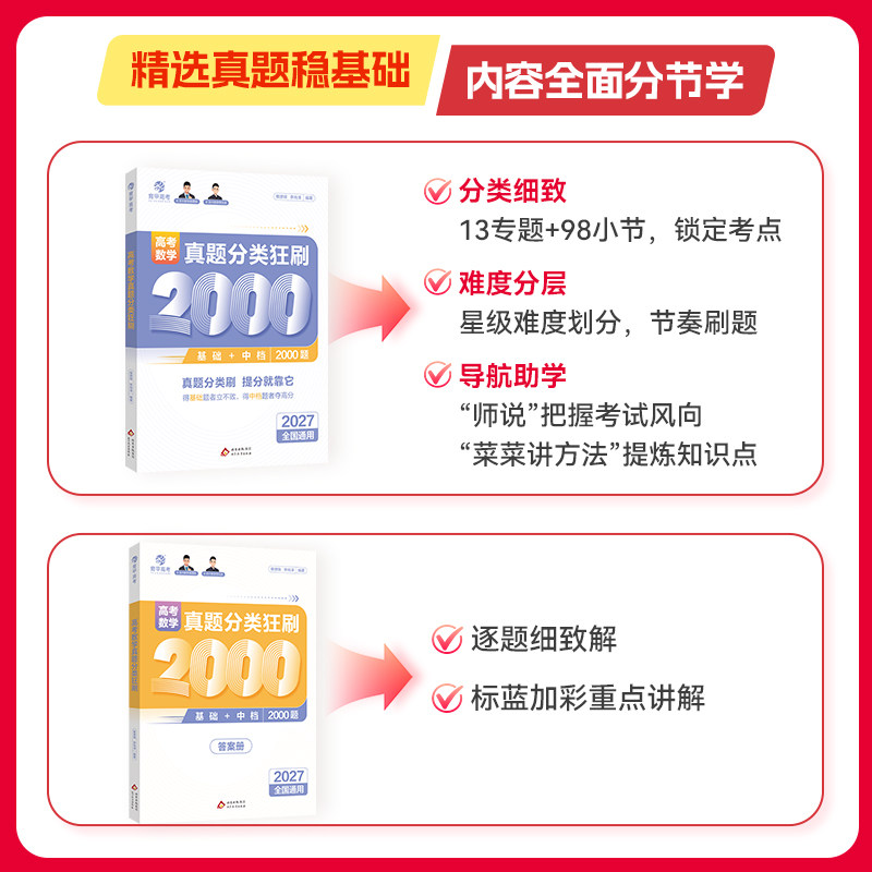 育甲教育2027版蔡德锦高考数学真题分类狂刷基础2000题高三一轮分类刷题册高中数学必刷题基础2000题数学国通用