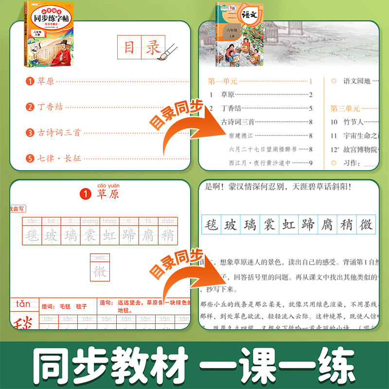 2026新版六年级上下册练字帖语文同步练字帖小学生专用字帖每日一练上学期一二类字笔画笔顺练习临摹描红字帖