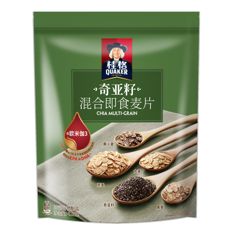 桂格奇亚籽混合即食燕麦片420g*1袋装谷物冲饮麦片代餐早餐-图3