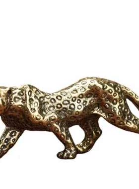 创意纯黄铜实心一路暴发金钱豹手把件挂件古玩摆件随身把玩收藏品