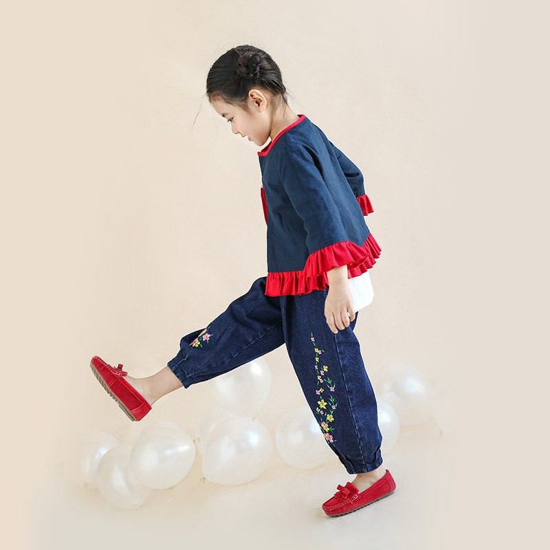 女童宽松牛仔裤春秋款收口绣花儿童萝卜裤中大童百搭休闲裤子新款,淘宝优惠券,粉丝福利购,淘宝优惠卷