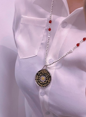 藏式九宫八卦护身挂坠非遗古法铁翦金工艺雕金錾刻陨铁复古