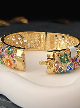 景泰蓝手镯北京特色宫廷国潮镯子中国风汉服配饰品送女友生日礼物