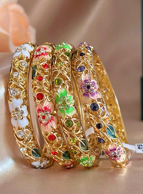 北京景泰蓝珐琅手镯细圈开口女子镂空双层内雕花掐丝旅游礼物