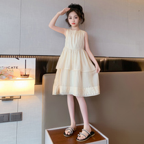 Girls dress Summer new foreign air CUHK Girl slim fit Long dress Children summer dress Princess Girl Scout Girl Scout