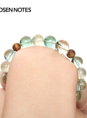 秋拾记 戴香珠宝系列「翡」绿萤石葡萄石绿阿塞奇楠沉香手串