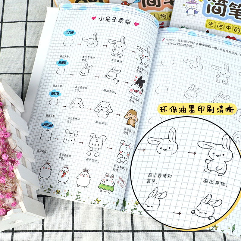 【央视网】萌萌哒简笔画 全4册  幼儿入门学画画软萌动物人物食物手帐简笔画 3-6岁儿童临摹素材画本手绘本教程书 JS - 图0