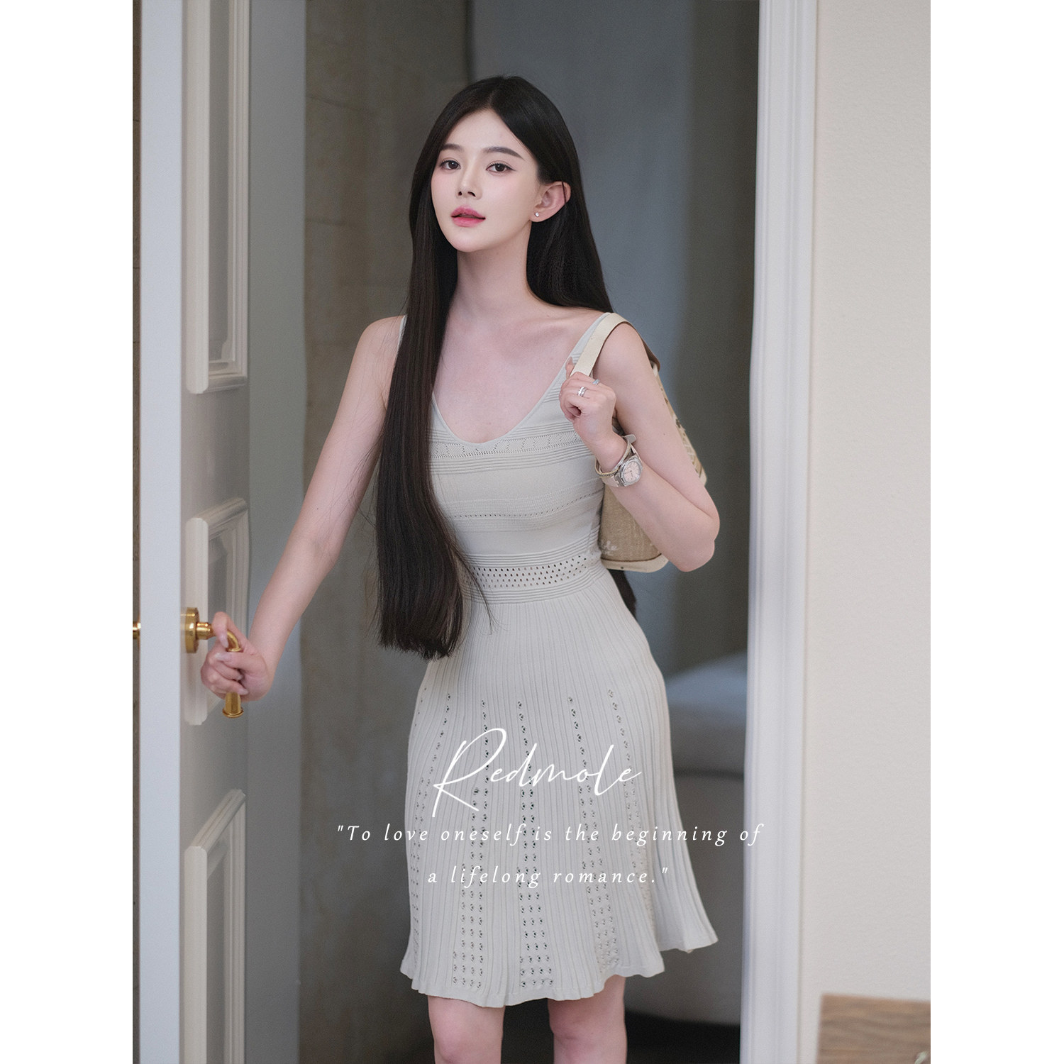 Redmole【豆蔻少女】定染艾青绿｜伊力特纱线原创背心挑孔连衣裙,淘宝优惠券,粉丝福利购,淘宝优惠卷