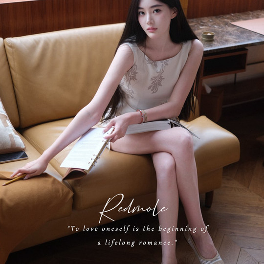 Redmole【汝白素雅】天丝醋酸｜原创手绘藤蔓印花｜背心连衣裙