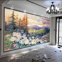 Custom Nordic TV Background Wall Fresco Valley Flowers Butterfly Only Beauty Scenery Oil Painting Wall Paper Wallpaper Living Room