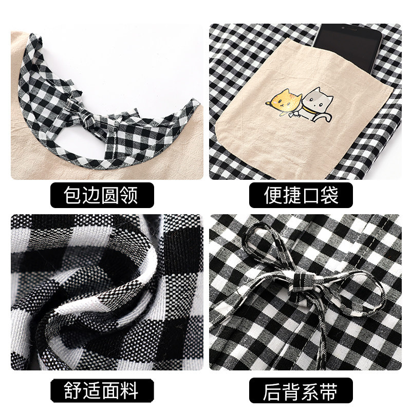 厨房罩衣女新款透气长袖围裙纯棉上班工作服防污护衣帆布可爱家用,淘宝优惠券,粉丝福利购,淘宝优惠卷