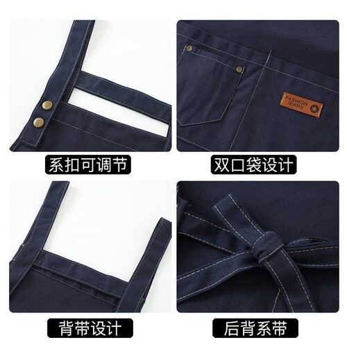 围裙厨房家用纯棉女做饭餐饮专用新款同款网红工作服定制logo印字 - 图3