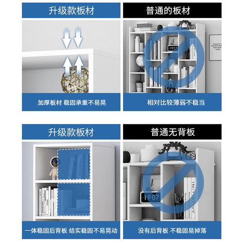 简易书架多层收纳架储物柜架子书架落地置物架书柜一体靠墙柜子 - 图1