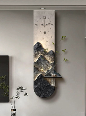 福画客厅玄关轻奢靠山水培钟表画