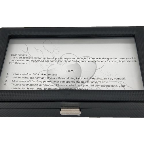 高档碳纤维12位内黑PU皮枕头优质手表盒手表首饰收纳盒厂家现货 - 图1