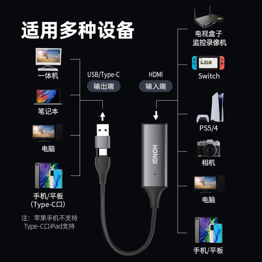 Type-C capture card high-definition mobile phone turns into a display in seconds