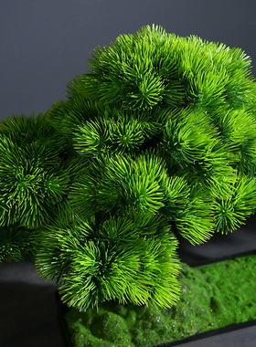 新中式迎客松摆件仿真树造景室内外松树酒店办公室装饰品开业礼品