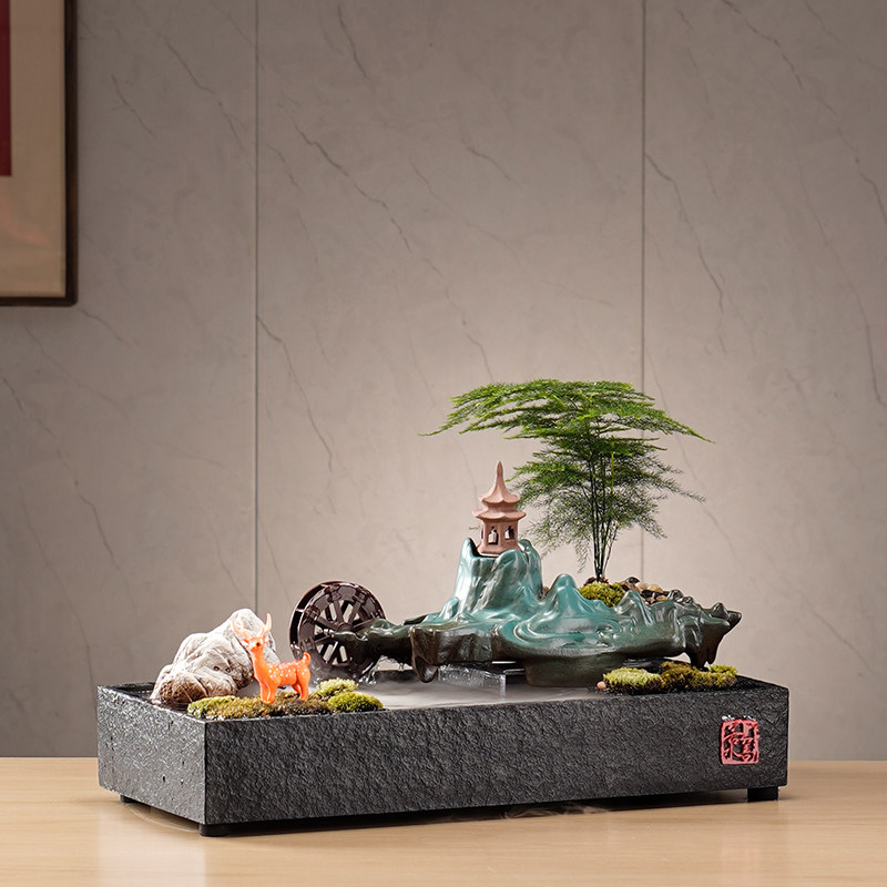 招财流水雾化加湿器摆件客厅茶桌循环水办公室桌面装饰品开业礼物,淘宝优惠券,粉丝福利购,淘宝优惠卷