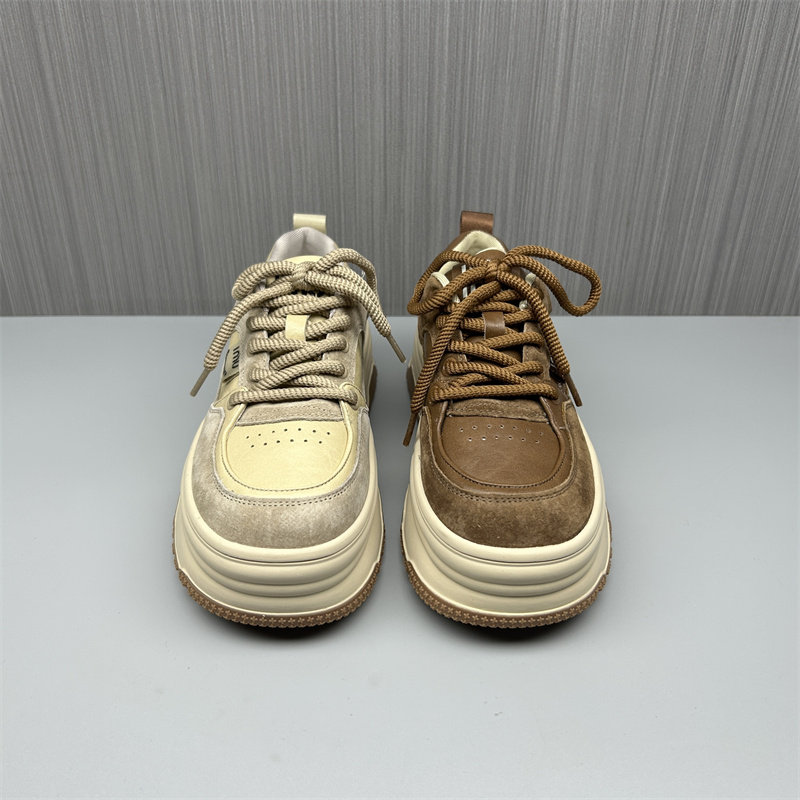 2025春季新款真皮德训鞋女增高显脚小圆头系带拼色百搭低帮板鞋,淘宝优惠券,粉丝福利购,淘宝优惠卷