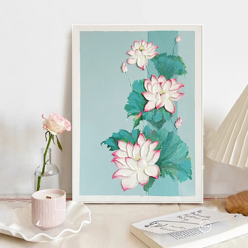 银杏叶梅花手工石英砂丙烯肌理画材料包DIY数字油画填色客厅装饰