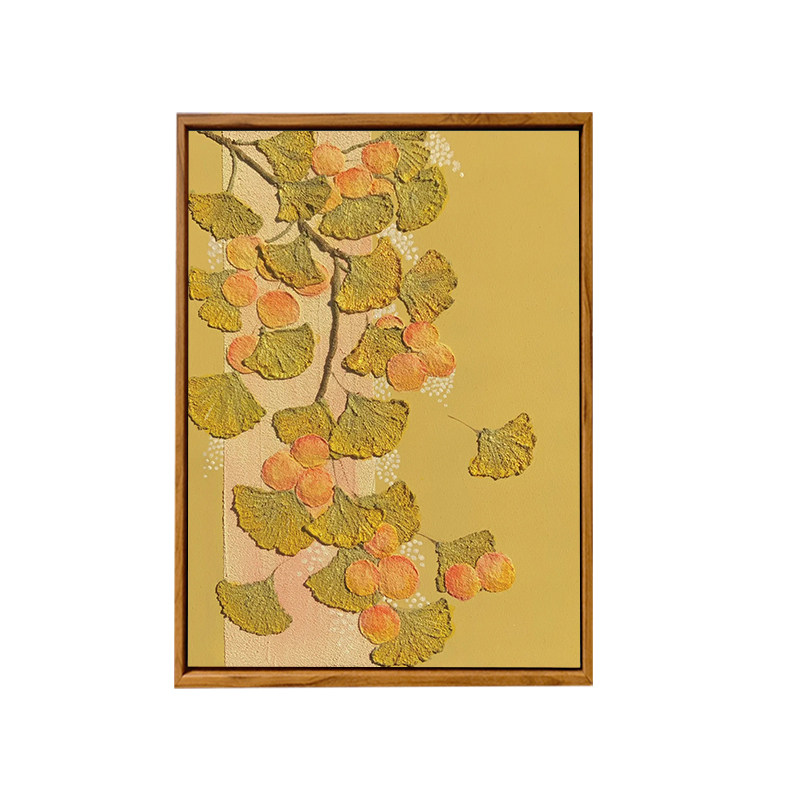 银杏叶梅花手工石英砂丙烯肌理画材料包DIY数字油画填色客厅装饰