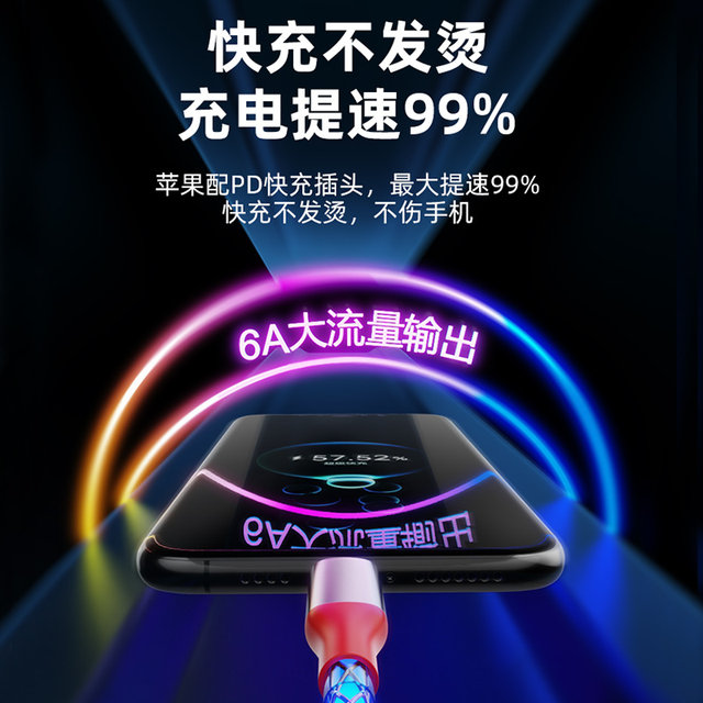 6A super fast charging colorful gradient luminous data cable